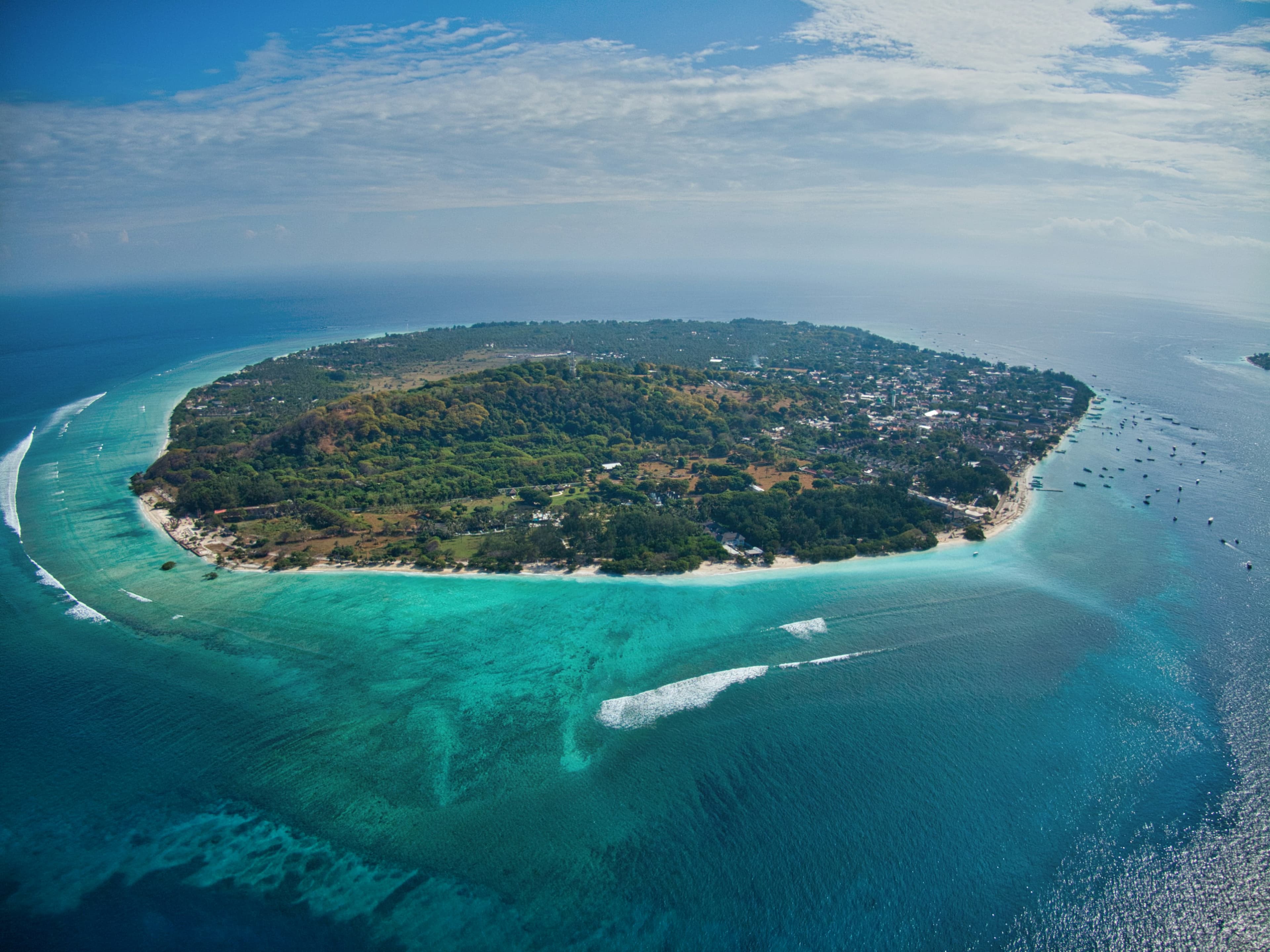 Gili Trawangan island from a drone