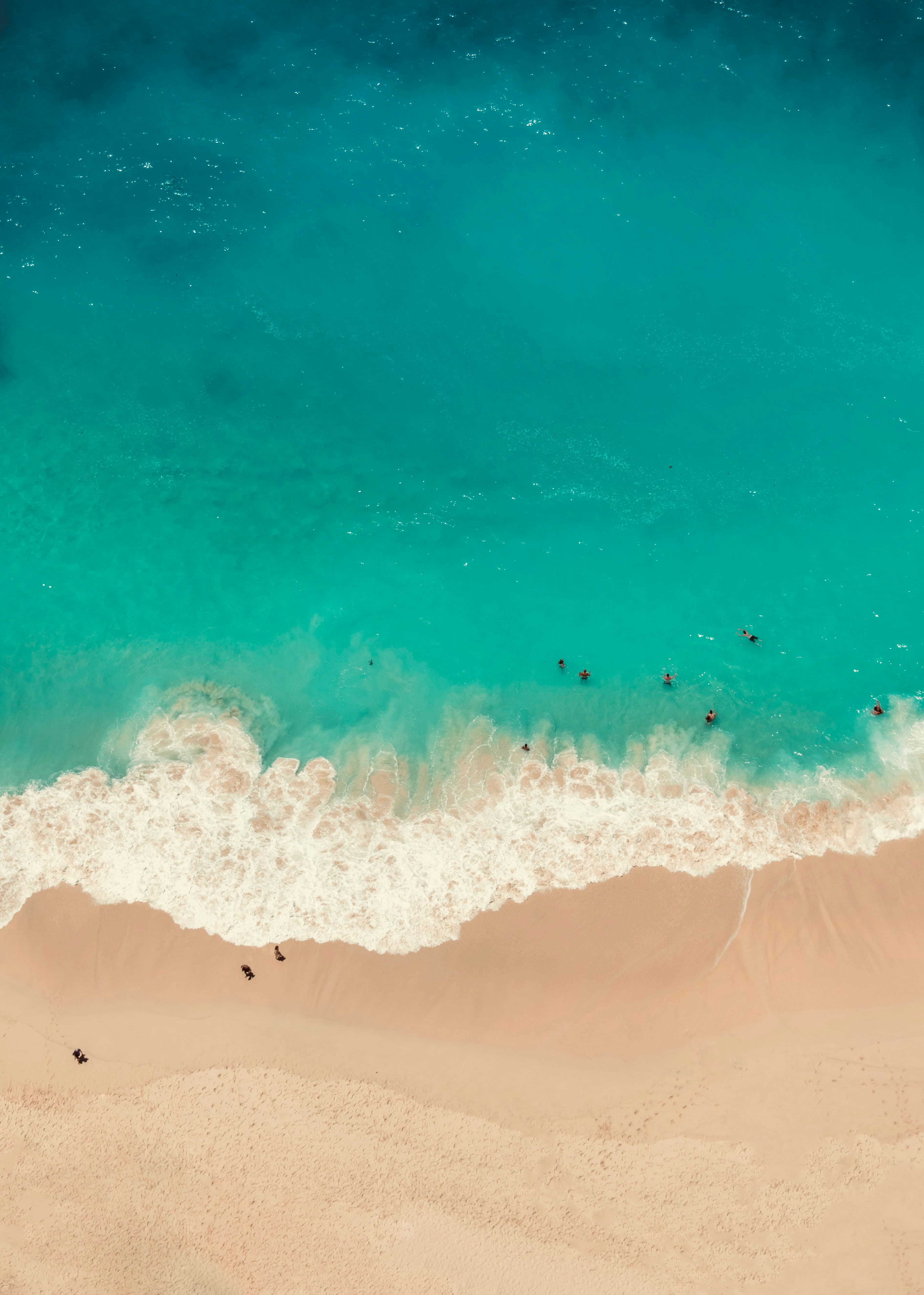 Turquoise water along the Nusa Penida coast from above