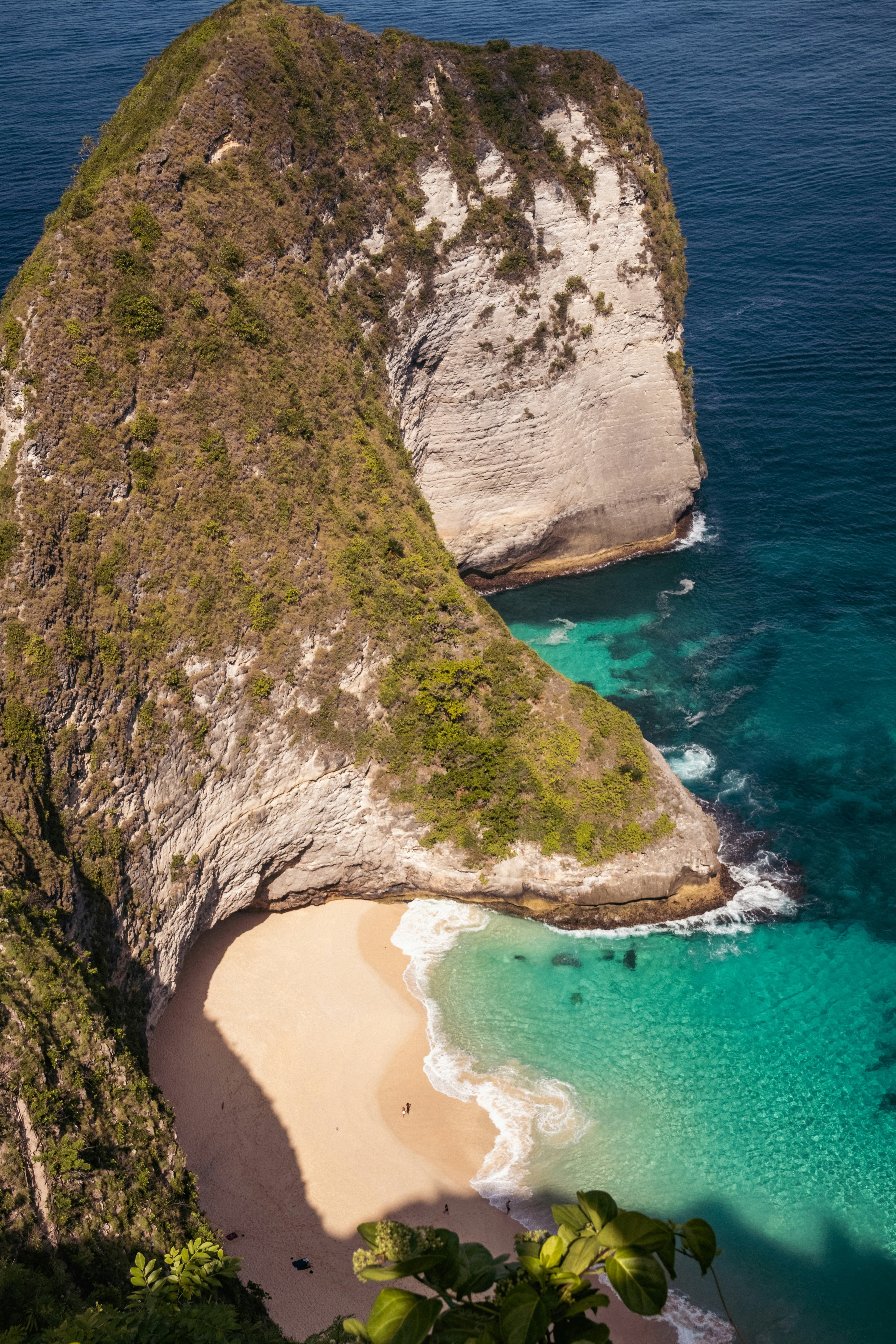 Kelingking Beach cliff on Nusa Penida from the air